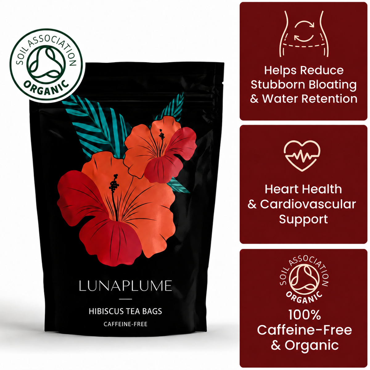 LunaPlume Hibiscus Tea - Premium Nigerian Hibiscus, Naturally Caffeine-Free