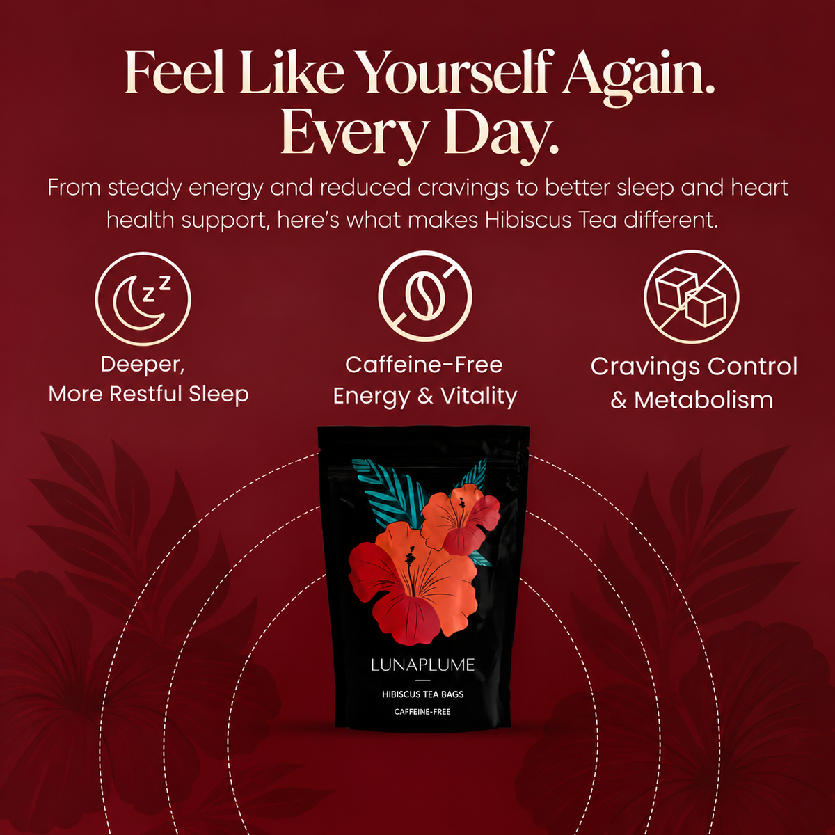 LunaPlume Hibiscus Tea - Premium Nigerian Hibiscus, Naturally Caffeine-Free